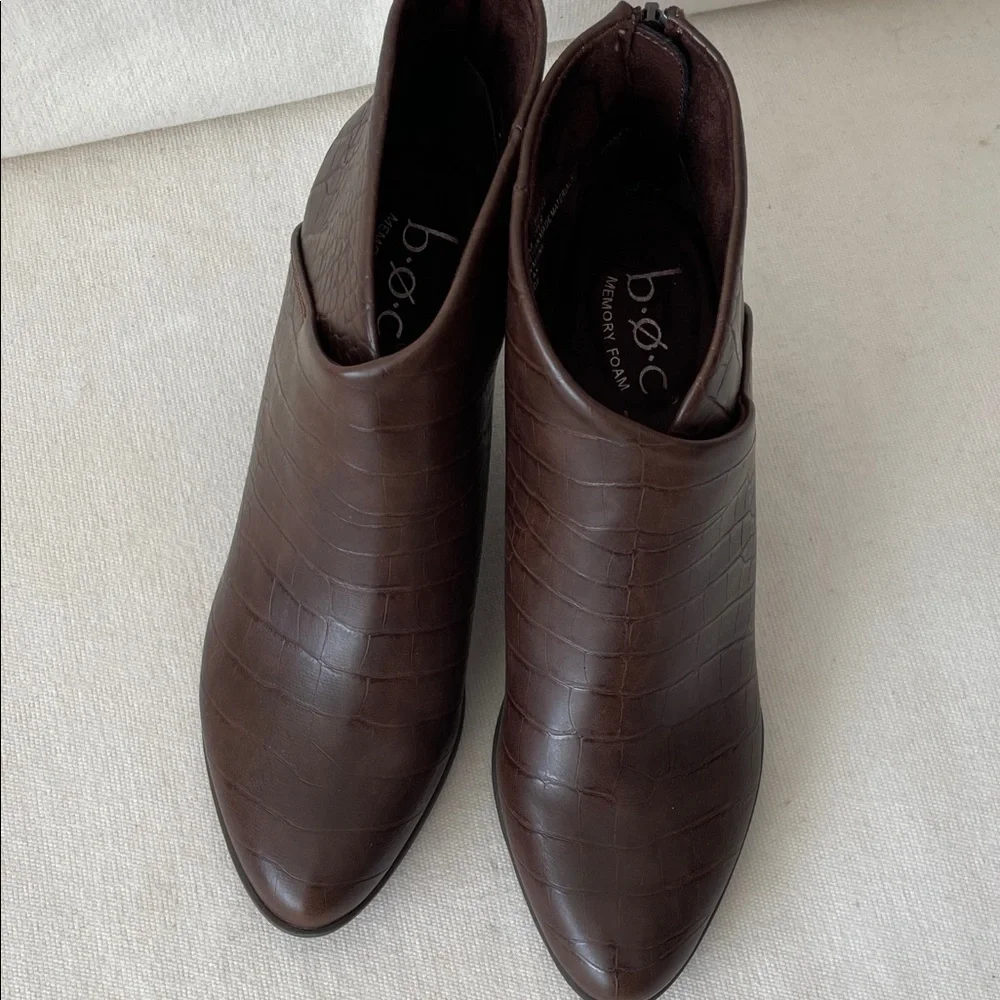 boc Dark Brown Croc-Embossed Ankle Booties - Picture 6 of 8